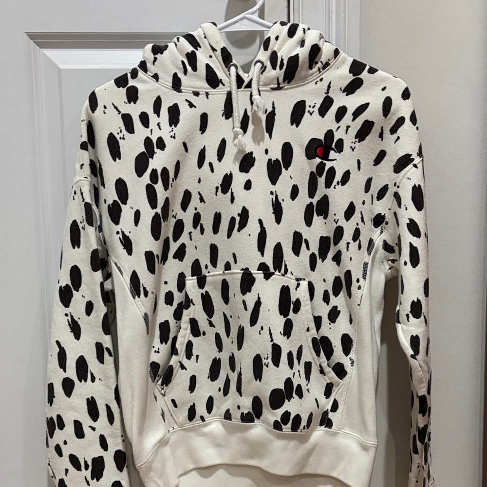 Urban Outfitters Champion Reverse Weave Black and White Dalmatian Hoodie Size S